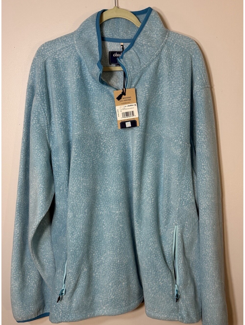 NWT Chubbies The Tundra Fleece Pullover 2XL Blue 1/4 Zip Sweatshirt Men’s XXL